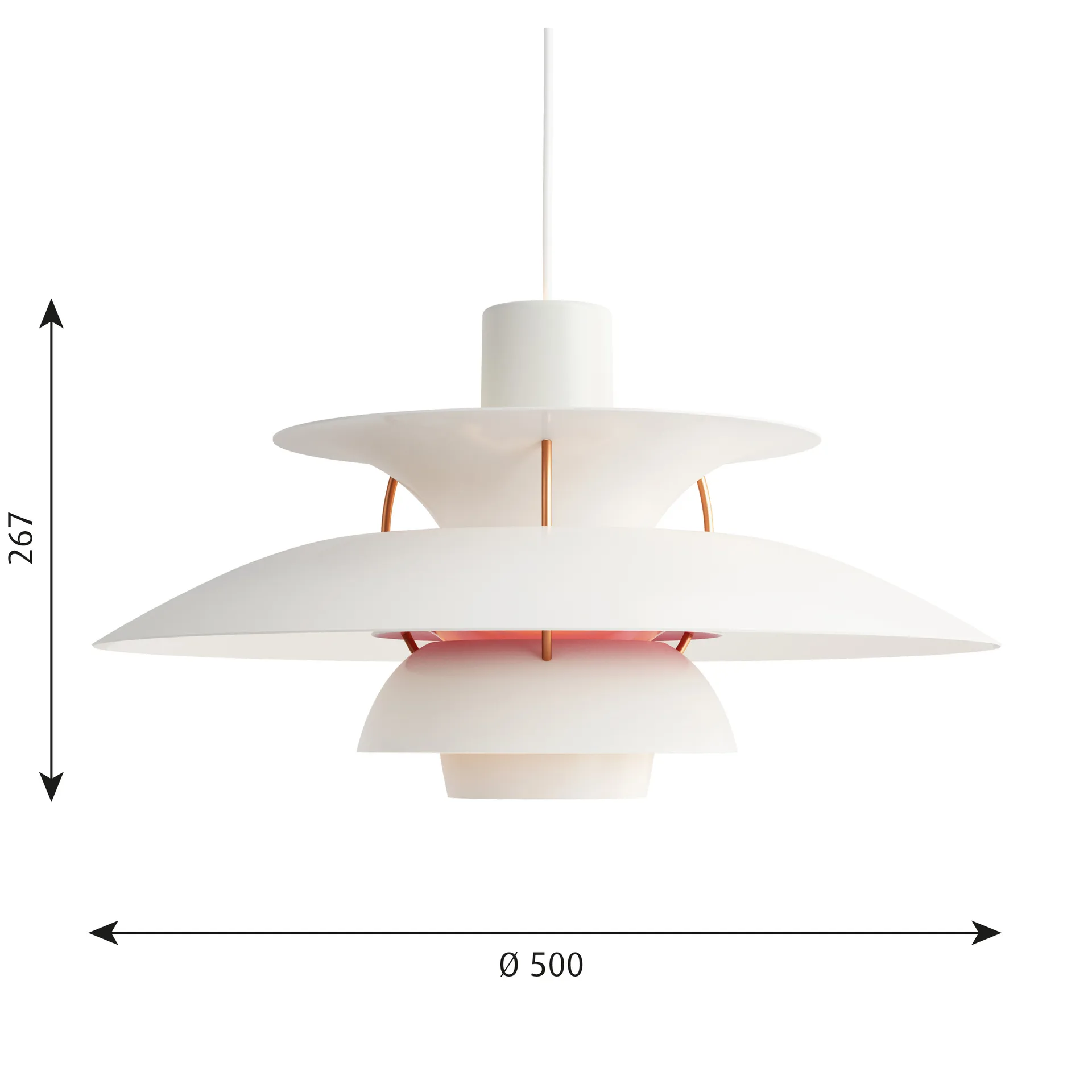 PH 5 hanglamp, Ø500, Wit Louis Poulsen