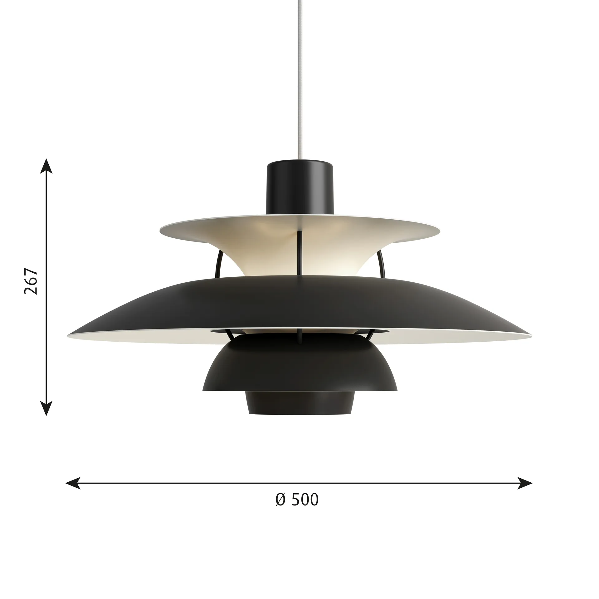 PH 5 hanglamp, Ø500, Zwart Louis Poulsen