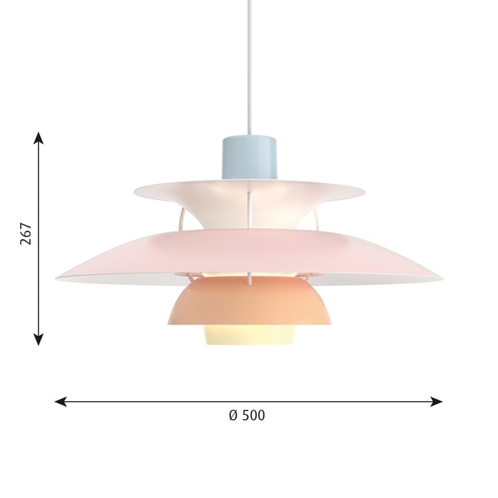 PH 5 hanglamp, Pastel-blauw-roze-perzik Louis Poulsen