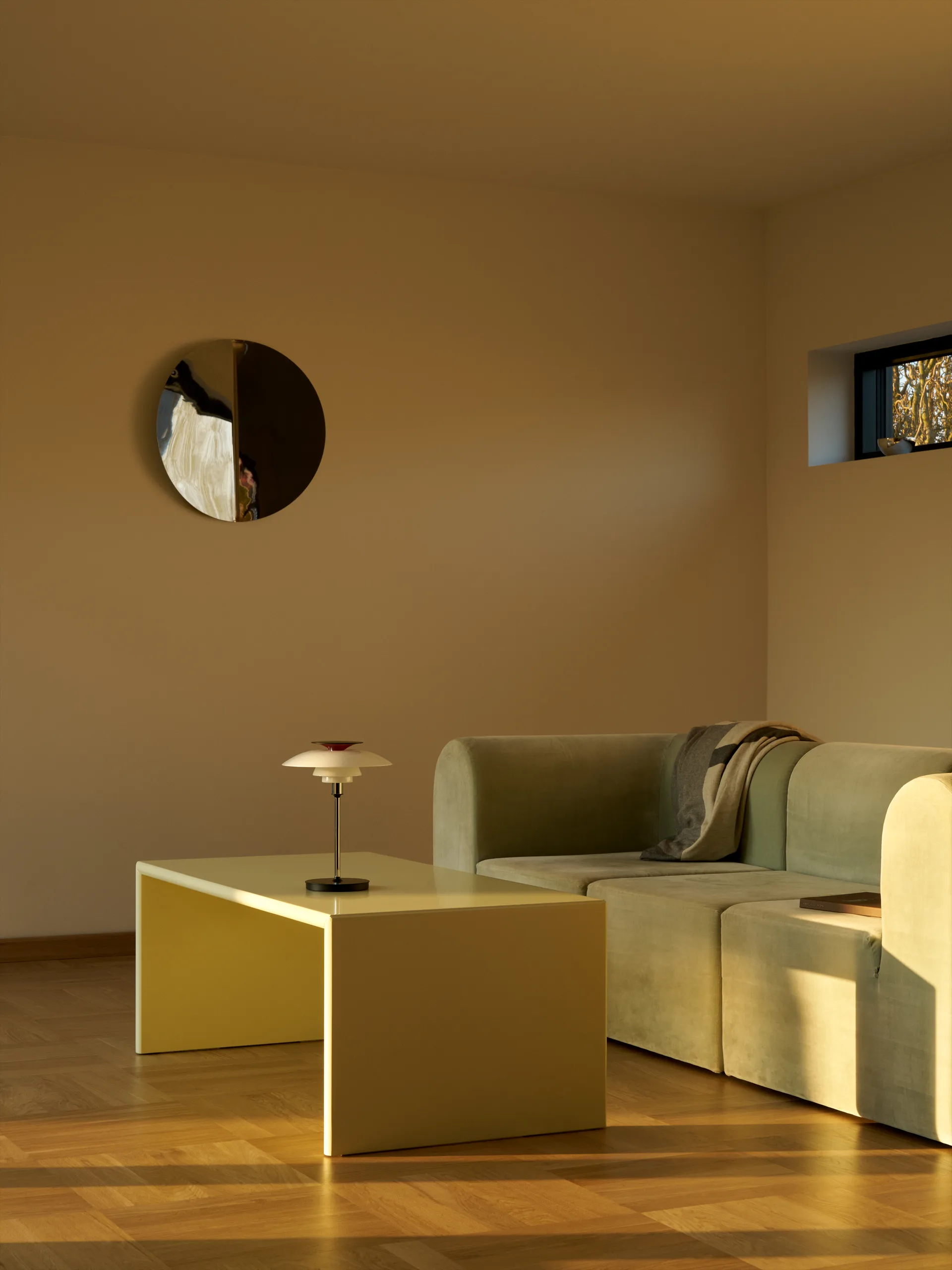 PH 80 draagbare tafellamp, Wit opaal, chroomgeplateerd Louis Poulsen