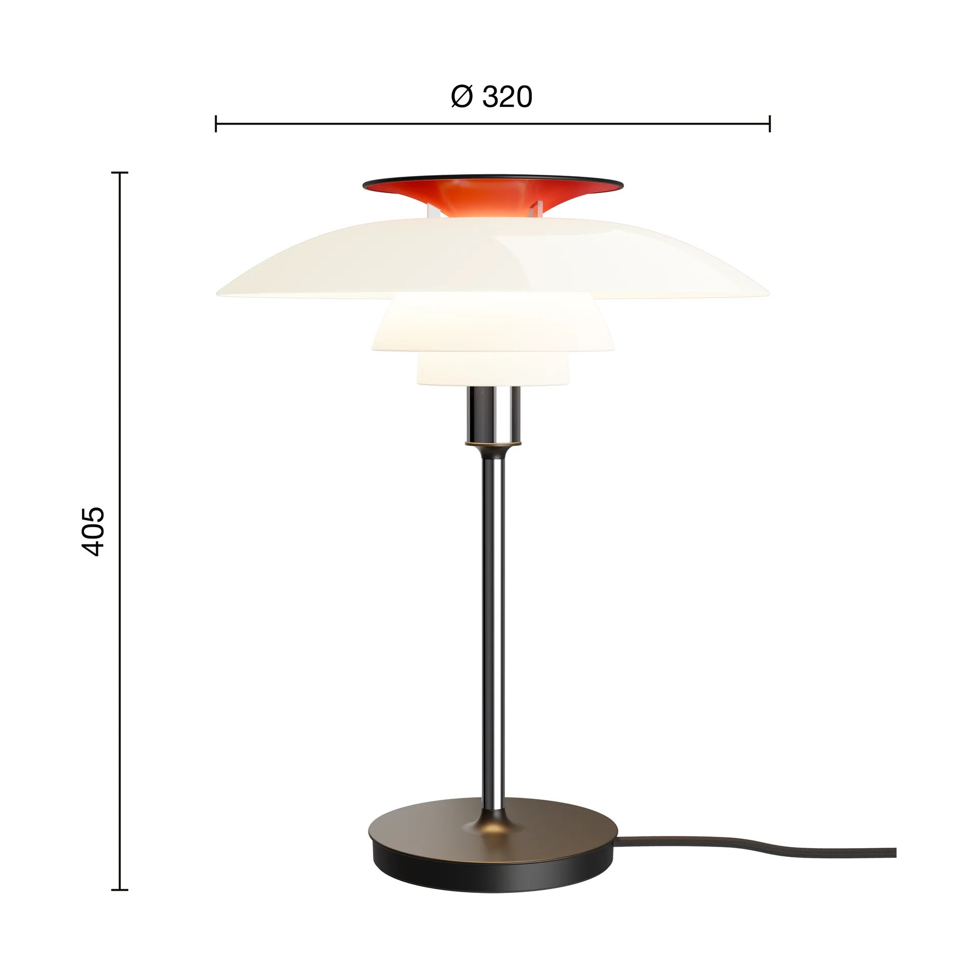 PH 80 tafellamp, Wit opaal, chroomgeplateerd Louis Poulsen