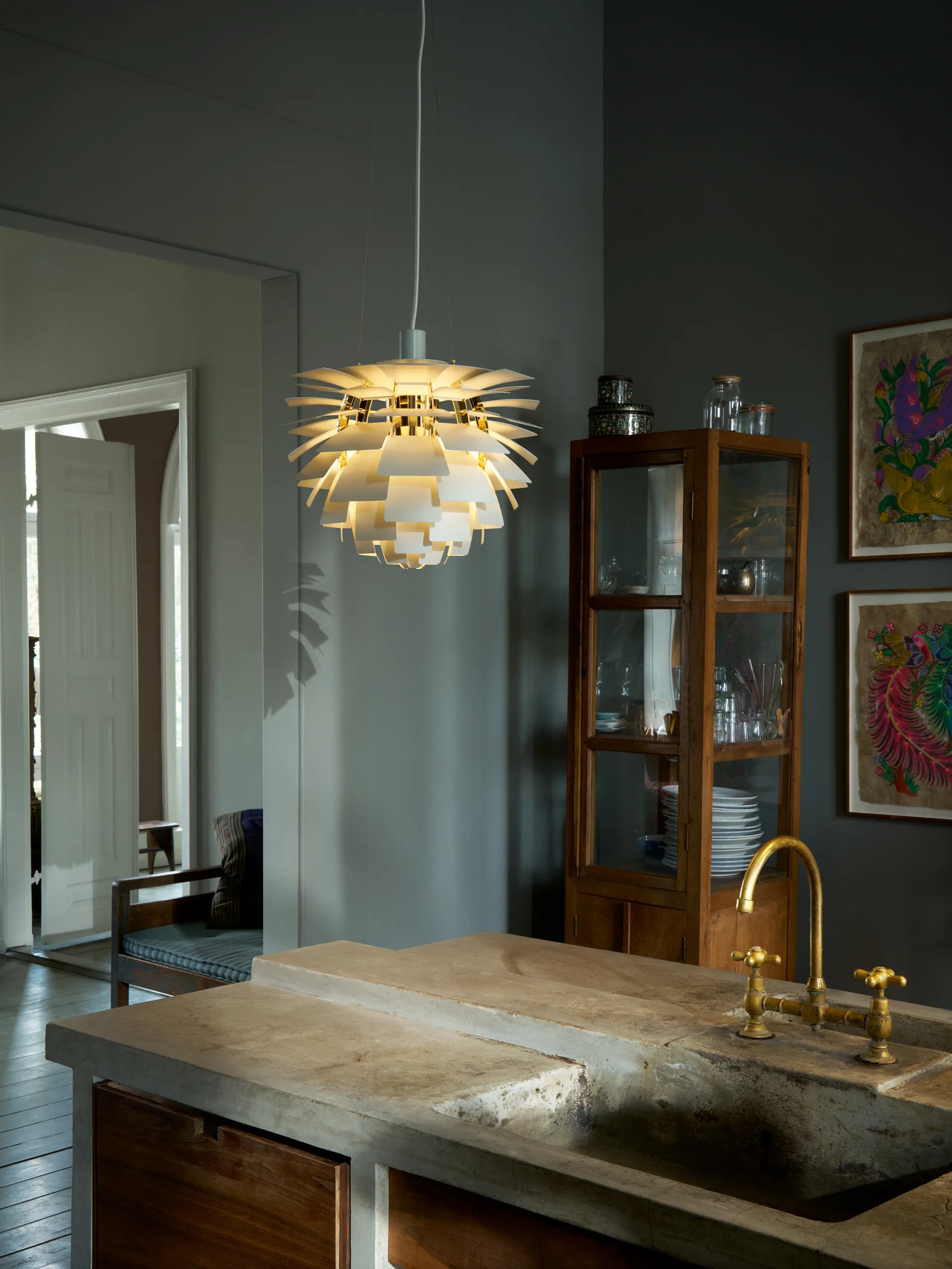 PH Artichoke hanglamp Ø60 cm, Dusty green-brass metallised Louis Poulsen