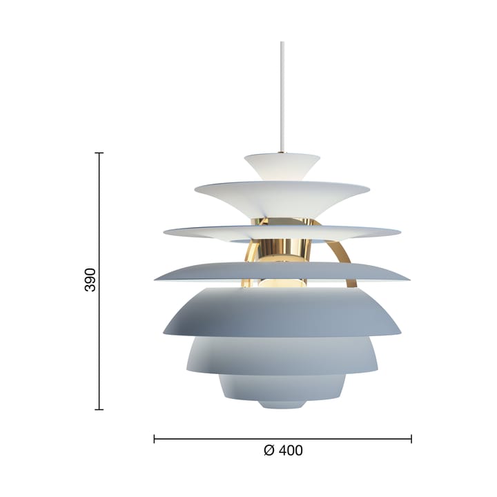 PH Snowball hanglamp, Dusty blue-brass Louis Poulsen