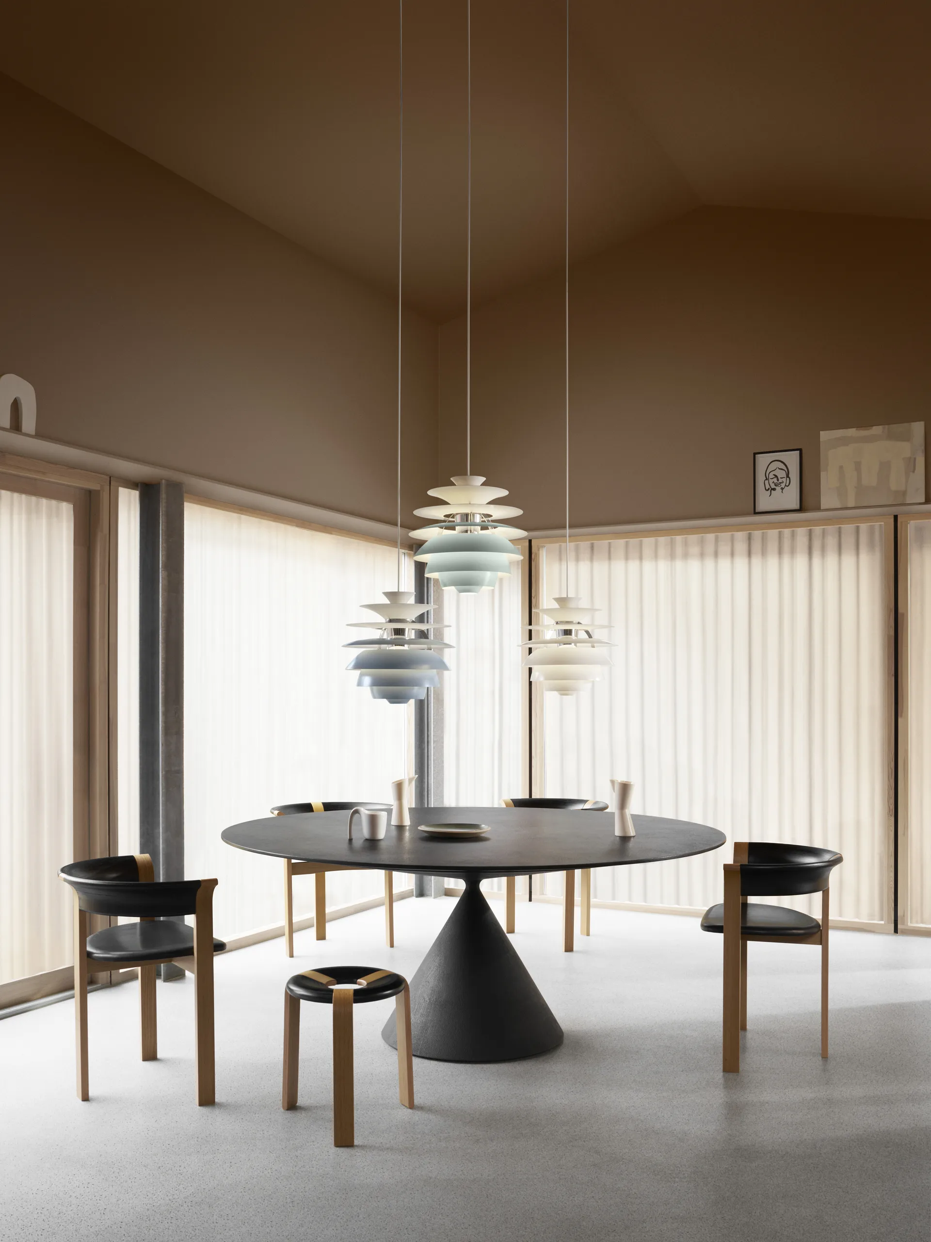 PH Snowball hanglamp, Dusty blue-chrome Louis Poulsen