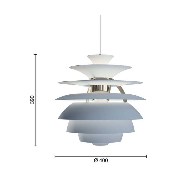 PH Snowball hanglamp, Dusty blue-chrome Louis Poulsen