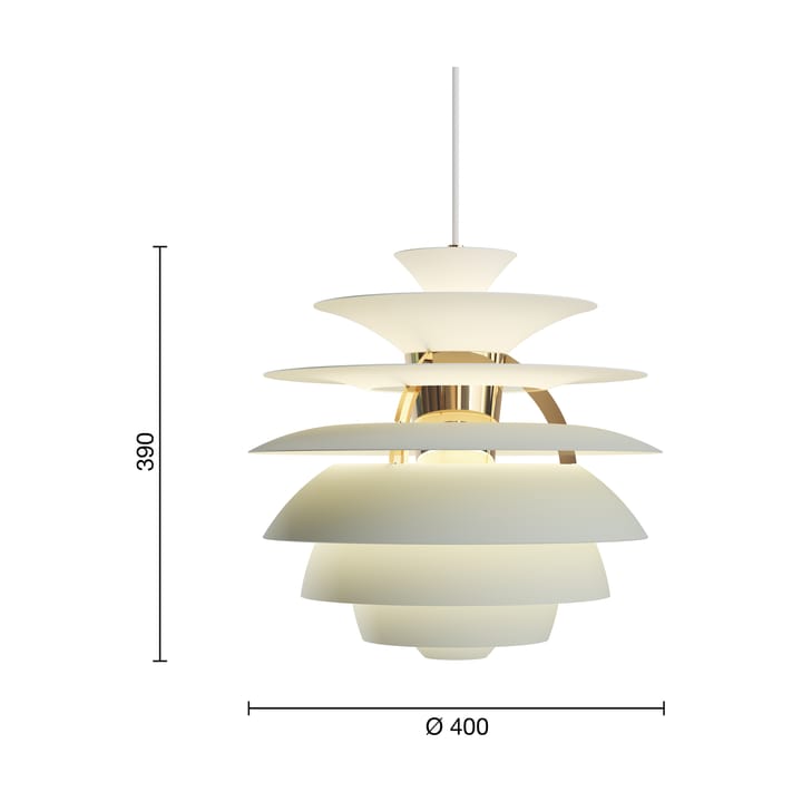 PH Snowball hanglamp, Dusty green-brass Louis Poulsen
