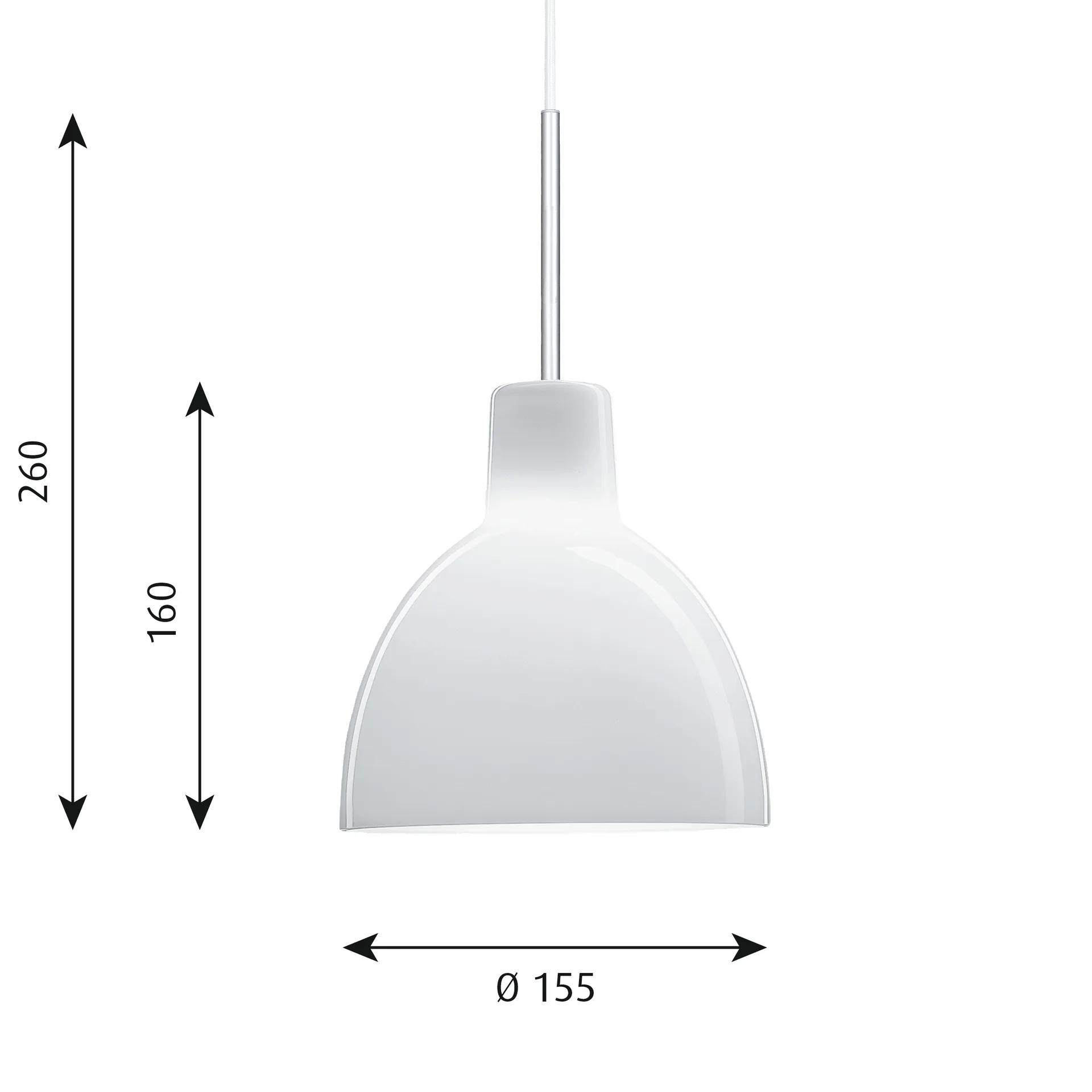Toldbod 155 hanglamp, Wit opaalglas Louis Poulsen