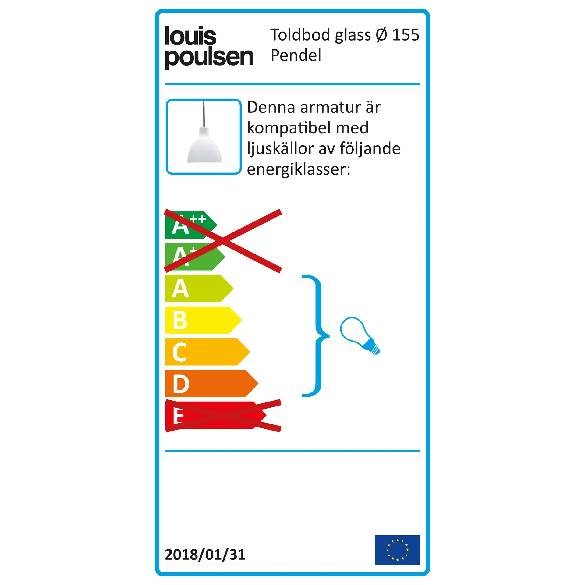 Toldbod 155 hanglamp, Wit opaalglas Louis Poulsen