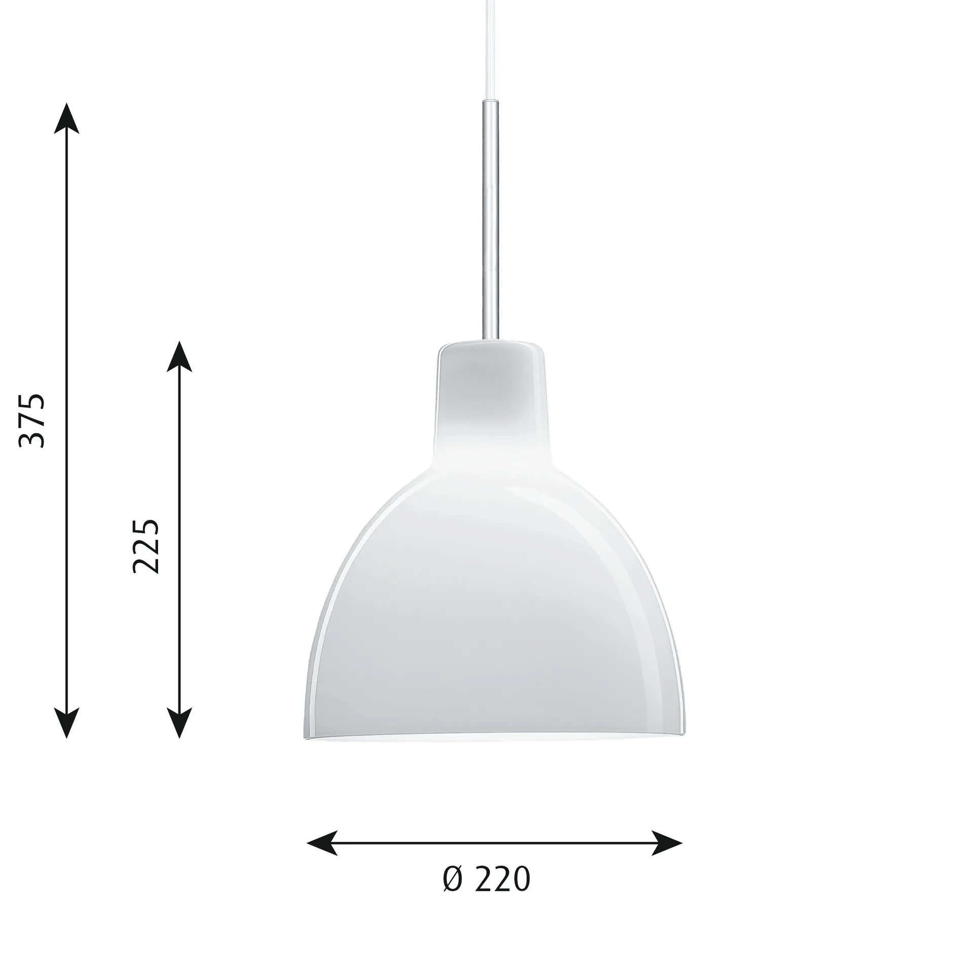 Toldbod 220 hanglamp, Wit opaalglas Louis Poulsen