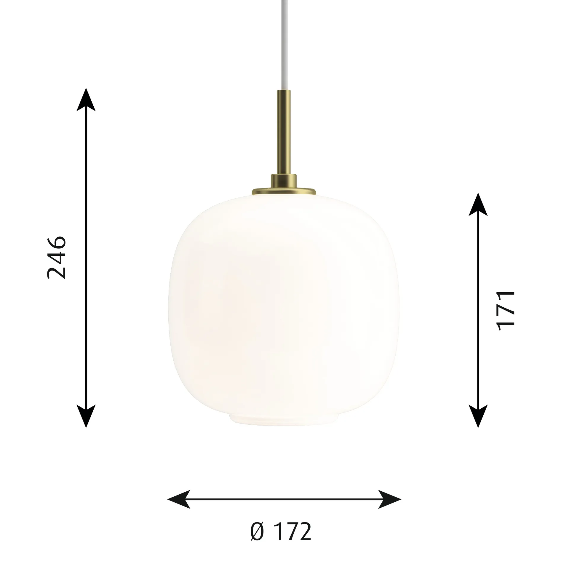 VL45 Radiohus hanglamp Ø17,5 cm, Brass-white opal glass Louis Poulsen