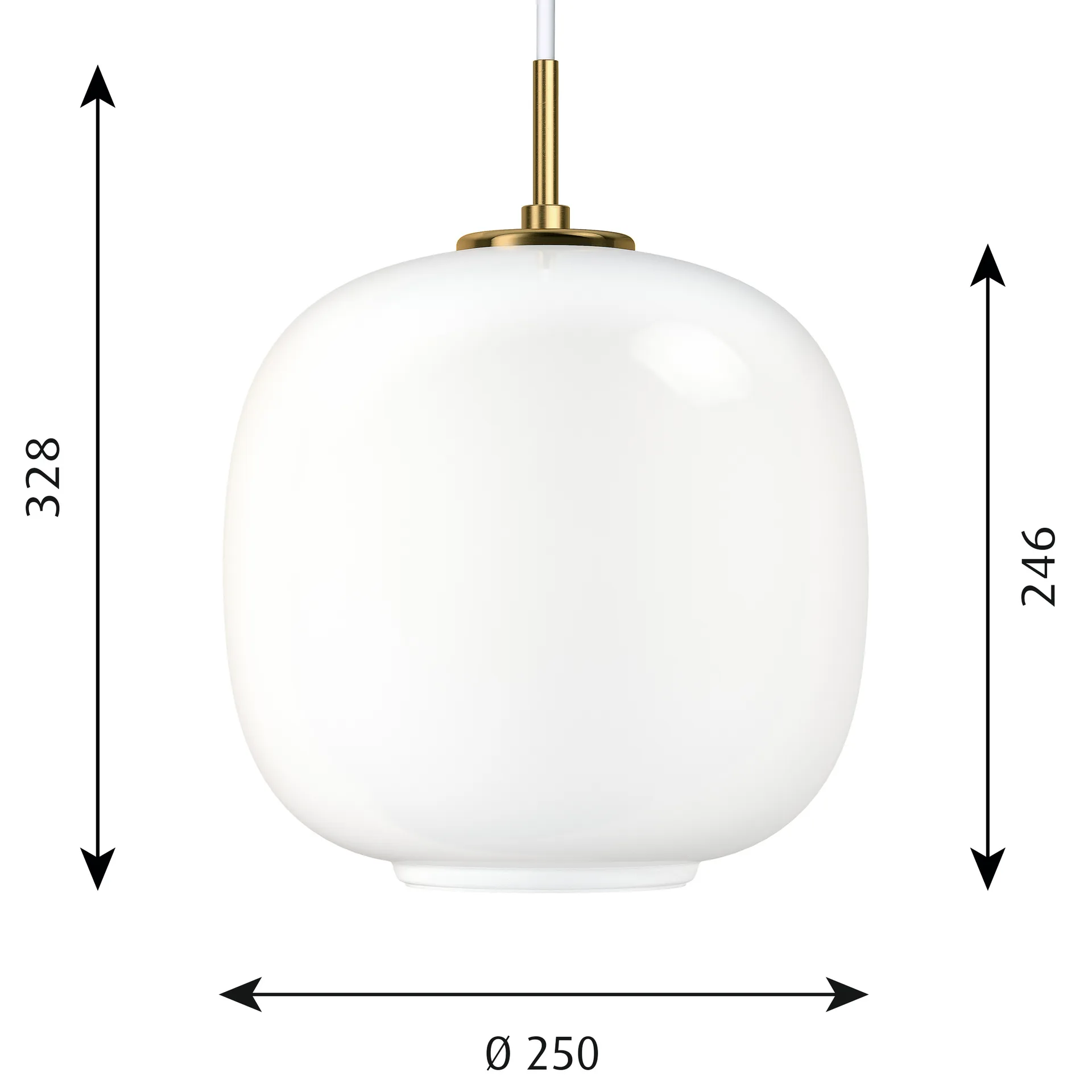 VL45 Radiohus hanglamp Ø25 cm, Brass-white opal glass Louis Poulsen
