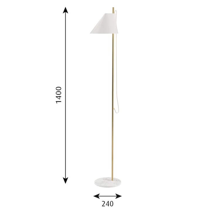 Yuh vloerlamp, Wit-messing Louis Poulsen
