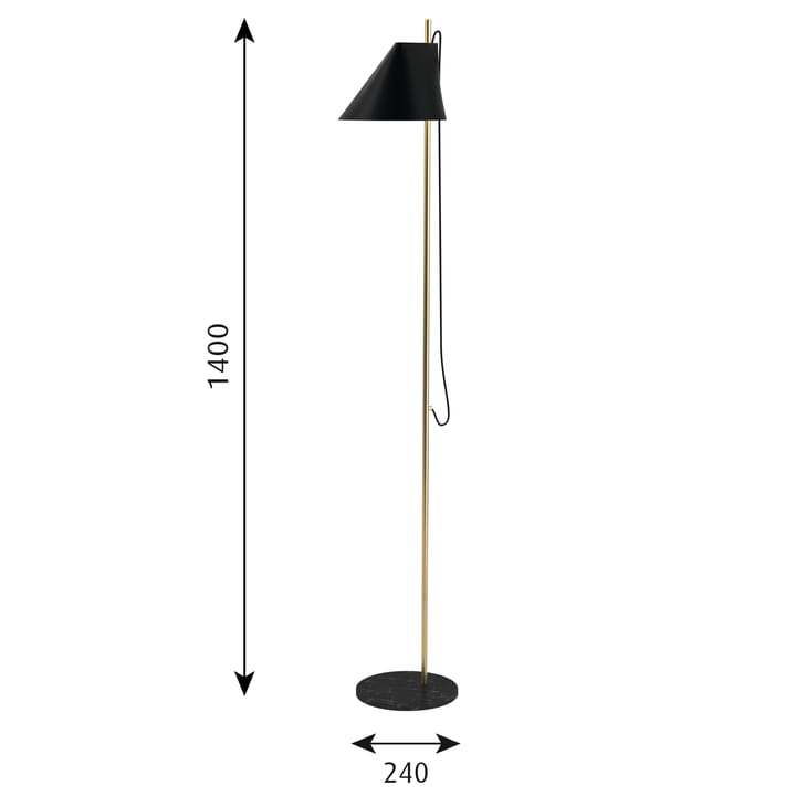 Yuh vloerlamp - Zwart-messing - Louis Poulsen