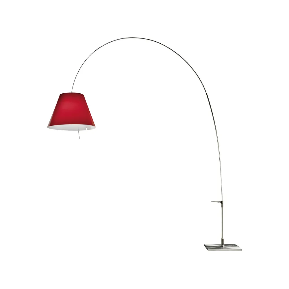 Lady Costanza D13E d vloerlamp, rode kap, aluminium voet Luceplan