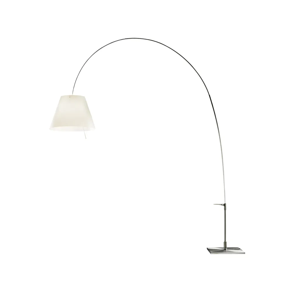 Lady Costanza D13E d vloerlamp, witte kap, aluminium voet Luceplan