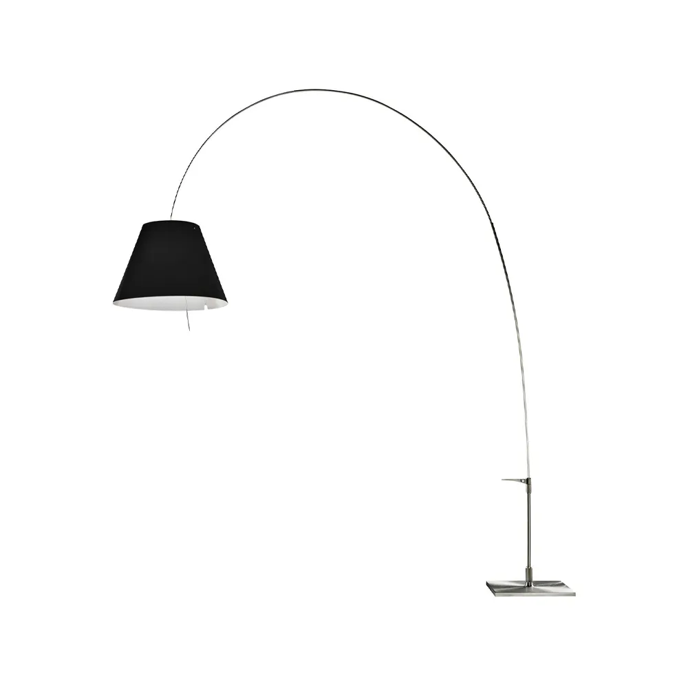 Lady Costanza D13E d vloerlamp, zwarte kap, aluminium voet Luceplan