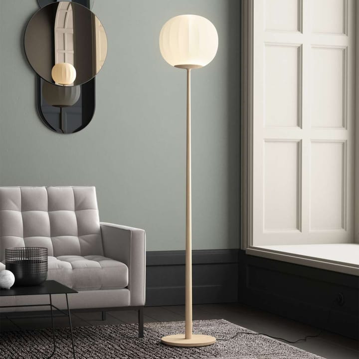 Lita vloerlamp, ø42 cm, essenhouten onderstel Luceplan