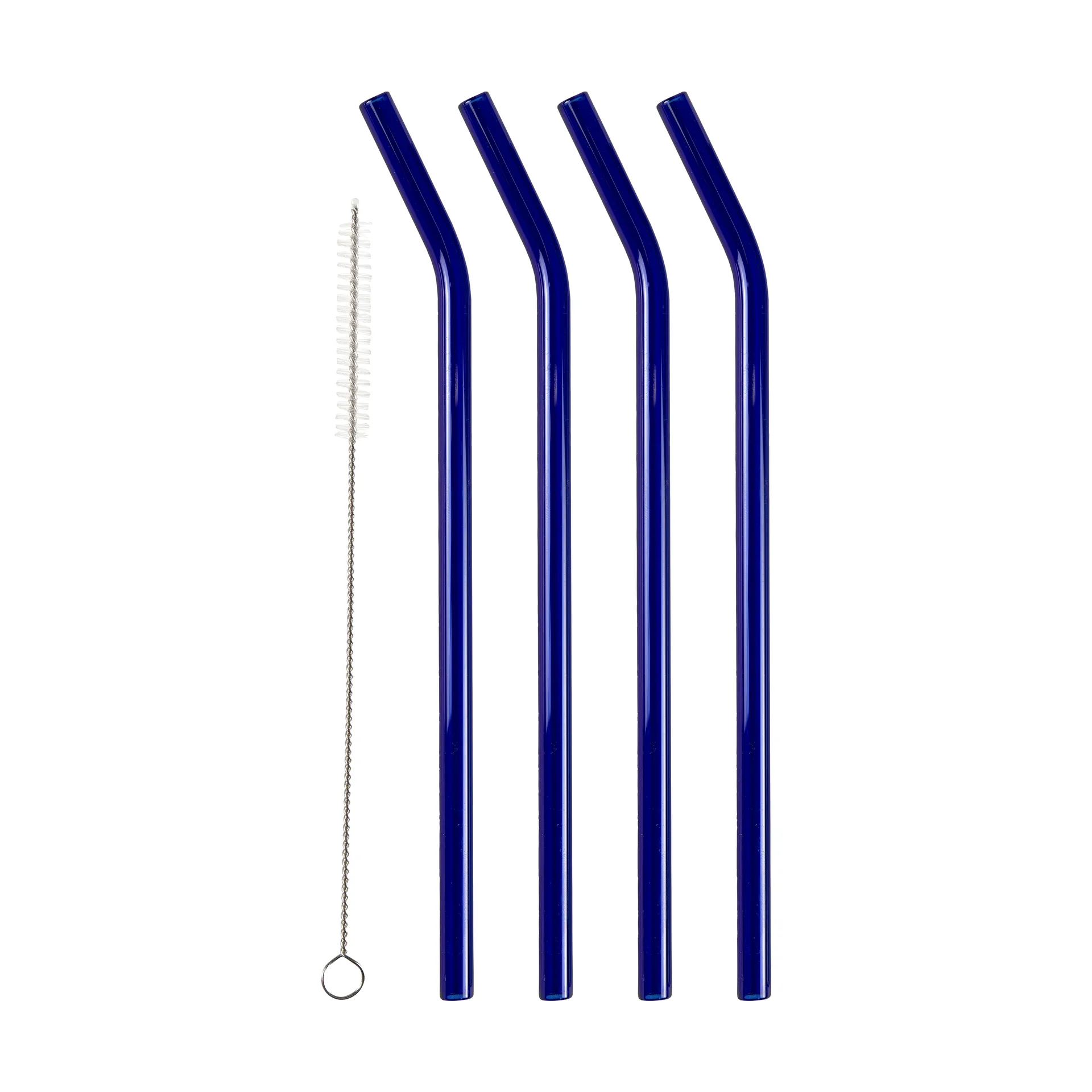 Lyngby Glas rietjes 21,5 cm 4-pack, Blauw Lyngby Glas