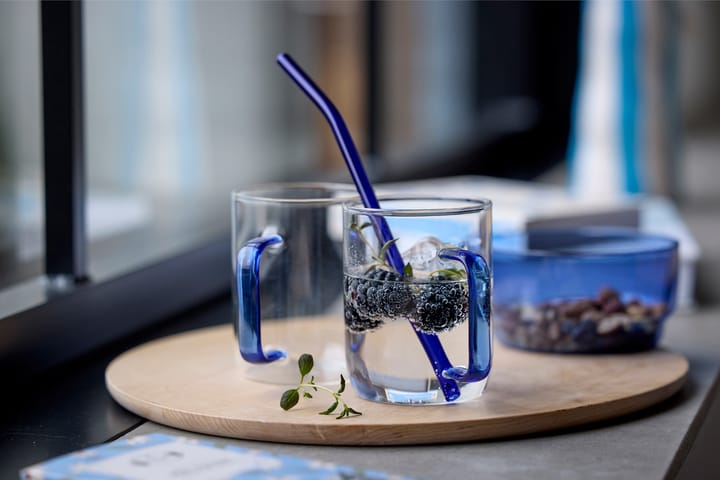 Lyngby Glas rietjes 21,5 cm 4-pack, Blauw Lyngby Glas