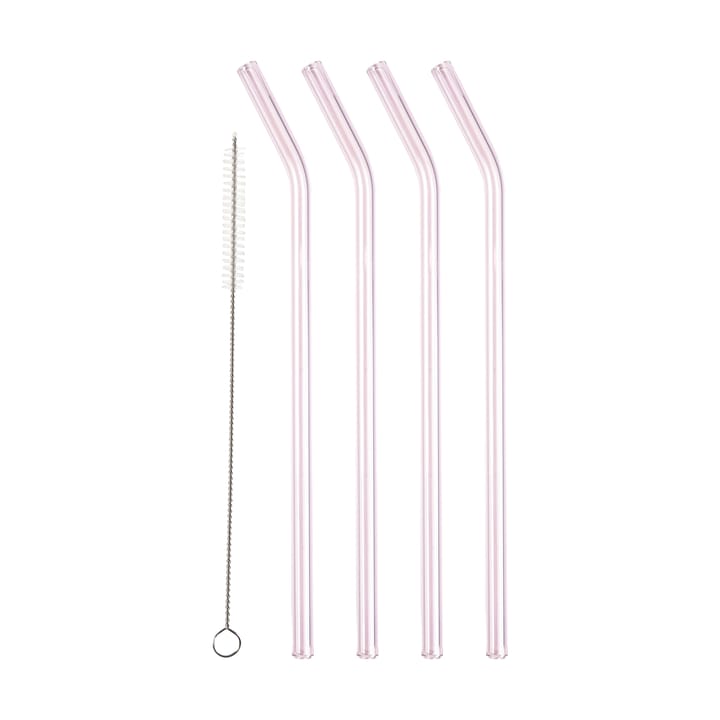 Lyngby Glas rietjes 21,5 cm 4-pack - Pink - Lyngby Glas