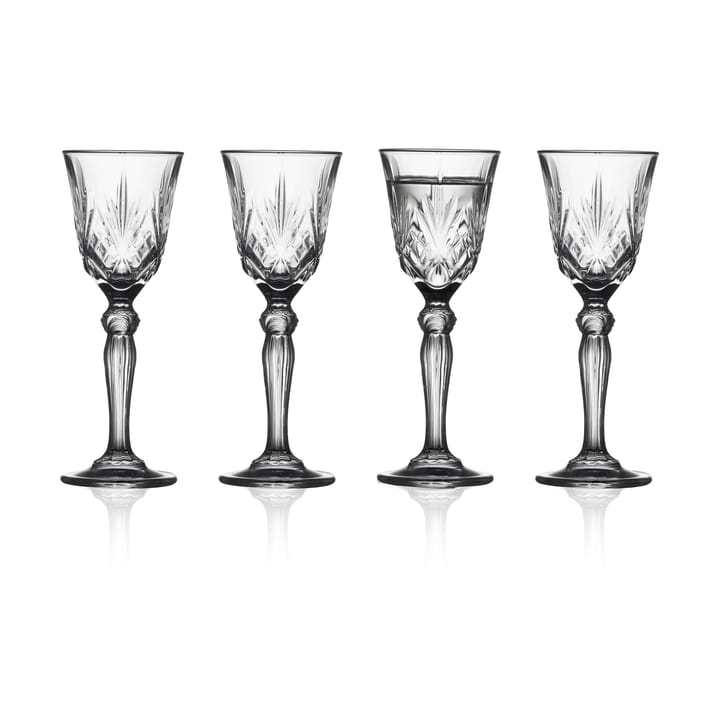 Melodia schnapsglas op voet 5 cl 4-pack - Clear - Lyngby Glas