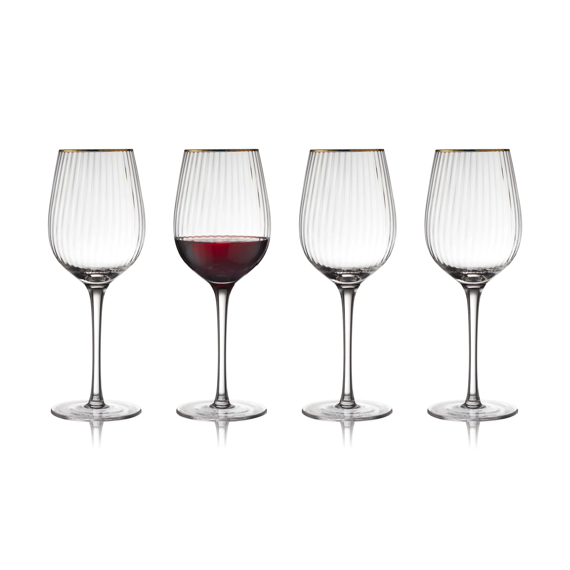 Palermo Gold rodewijnglas 40 cl 4-pack, Transparant-goud Lyngby Glas