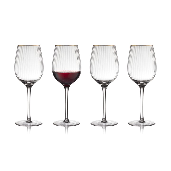 Palermo Gold rodewijnglas 40 cl 4-pack - Transparant-goud - Lyngby Glas