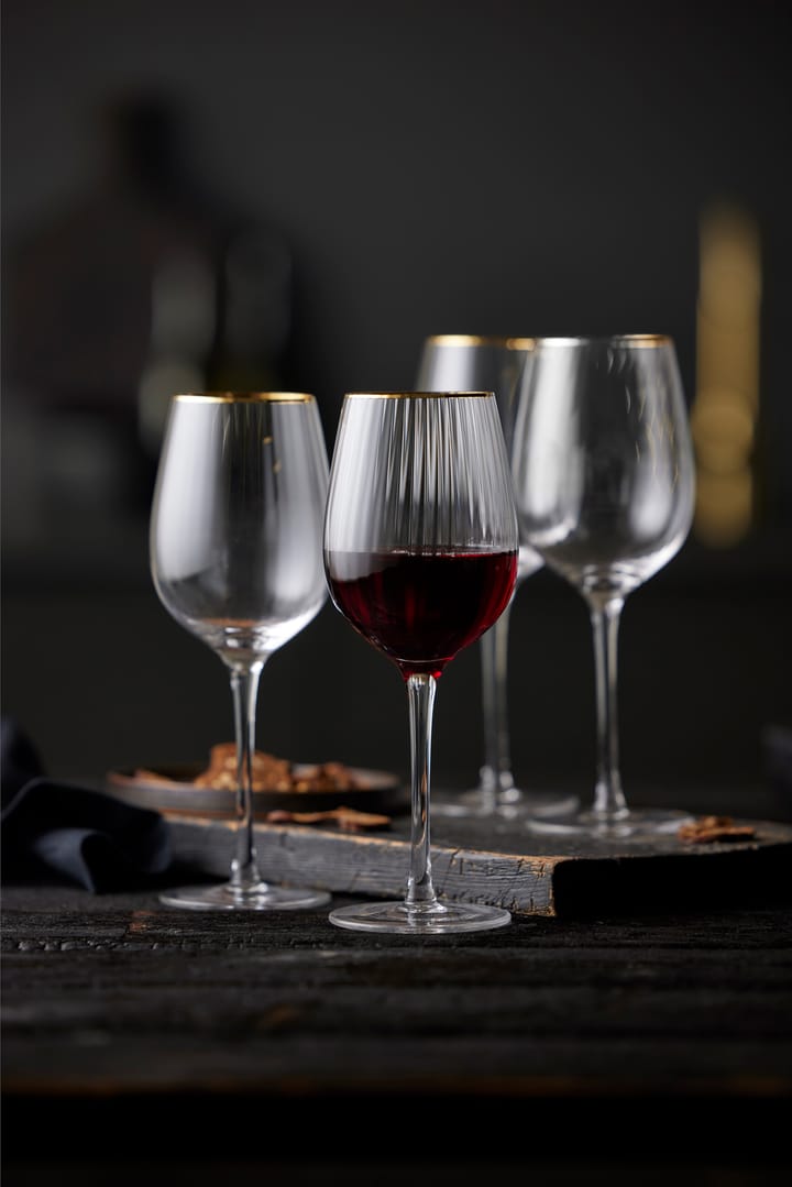 Palermo Gold rodewijnglas 40 cl 4-pack, Transparant-goud Lyngby Glas