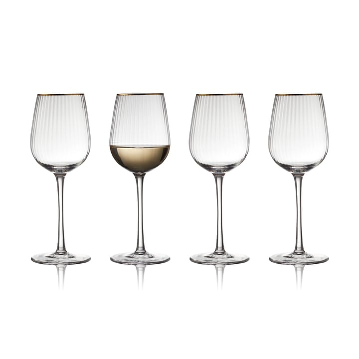 Palermo Gold wittewijnglas 30 cl 4-pack - Transparant-goud - Lyngby Glas