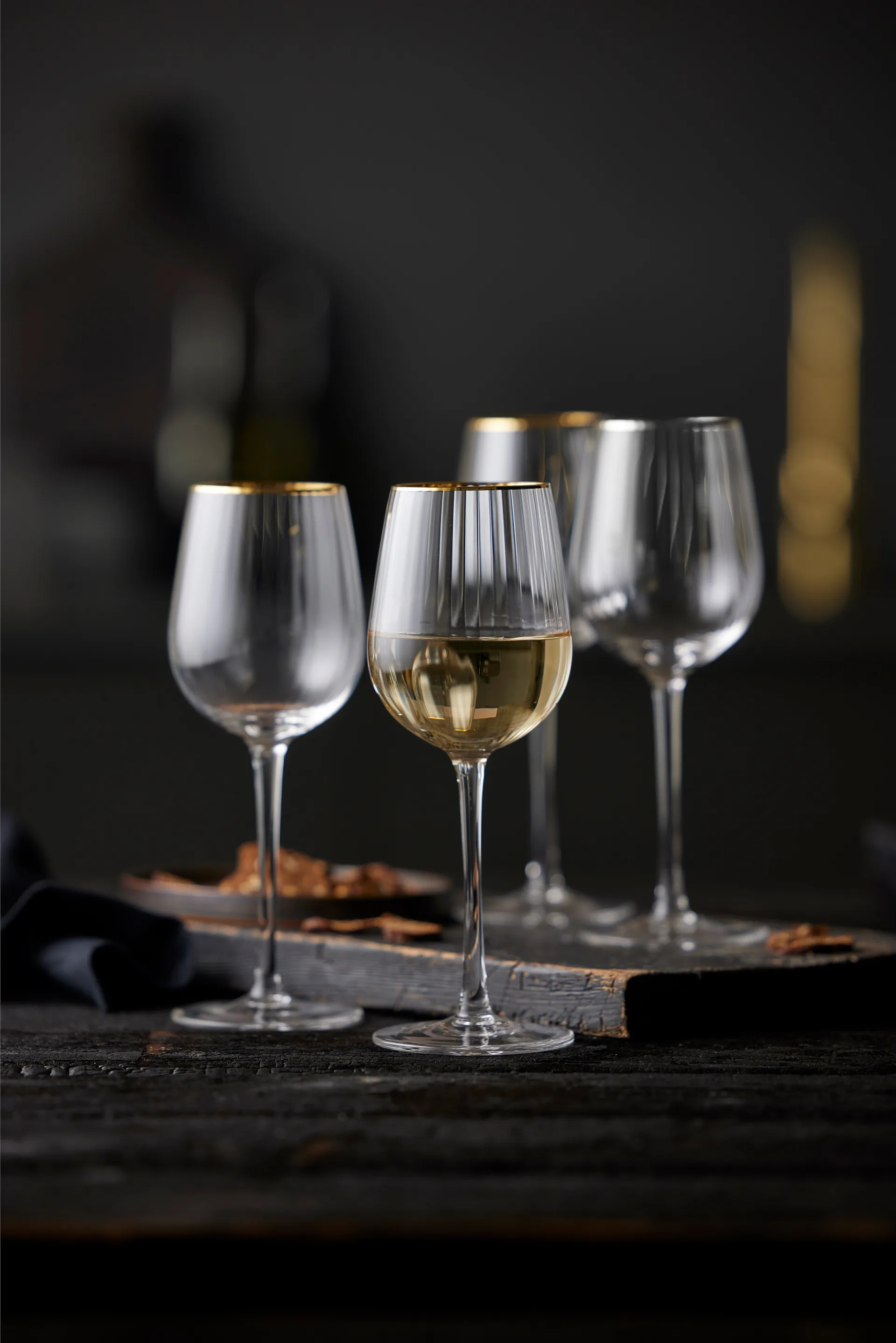 Palermo Gold wittewijnglas 30 cl 4-pack, Transparant-goud Lyngby Glas
