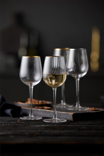 Palermo Gold wittewijnglas 30 cl 4-pack - Transparant-goud - Lyngby Glas