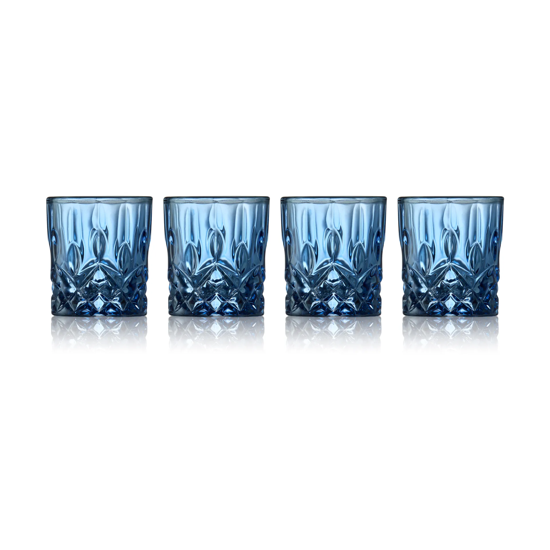 Sorrento shotglazen 4 cl 4-pack, Blauw Lyngby Glas