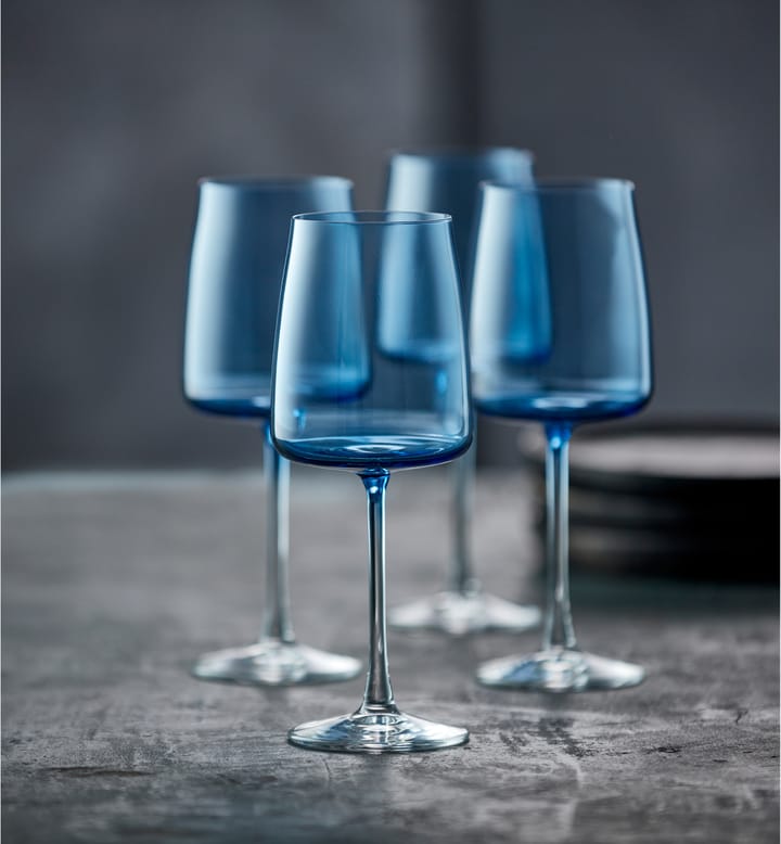 Zero wittewijnglas 43 cl 4-pack - Blue - Lyngby Glas