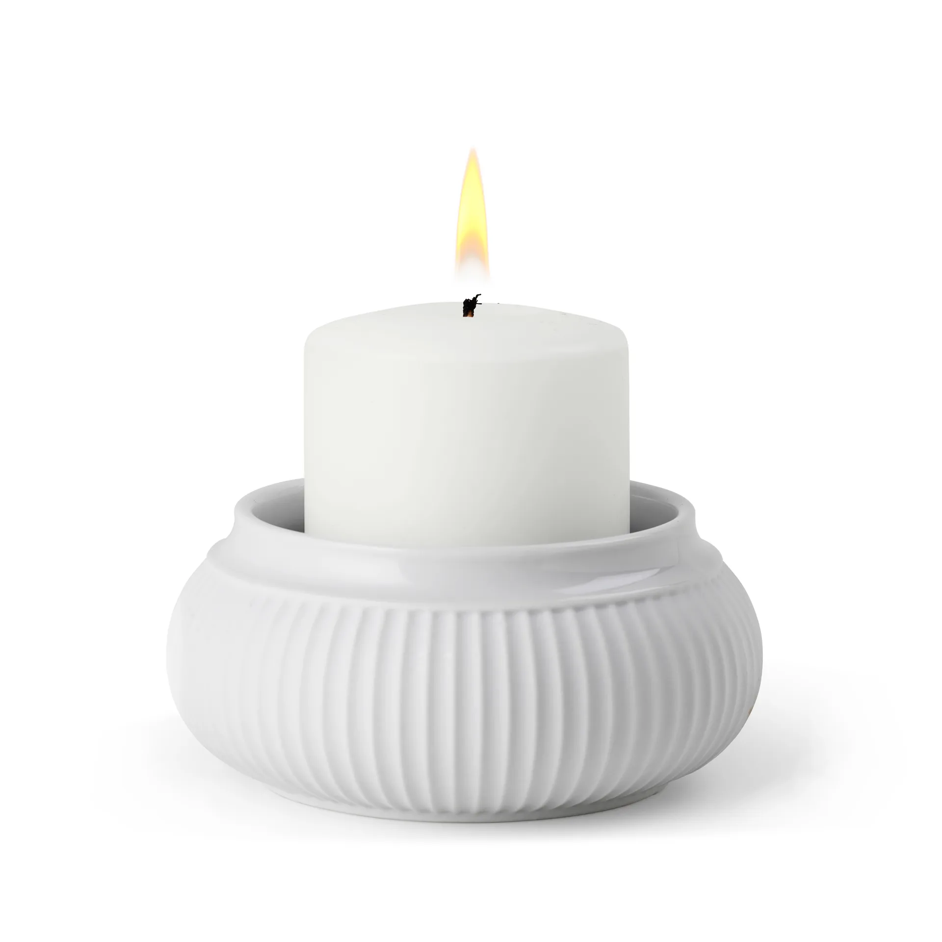 Curve waxinelichtjeshouder Ø6,5 cm, Wit Lyngby Porcelæn