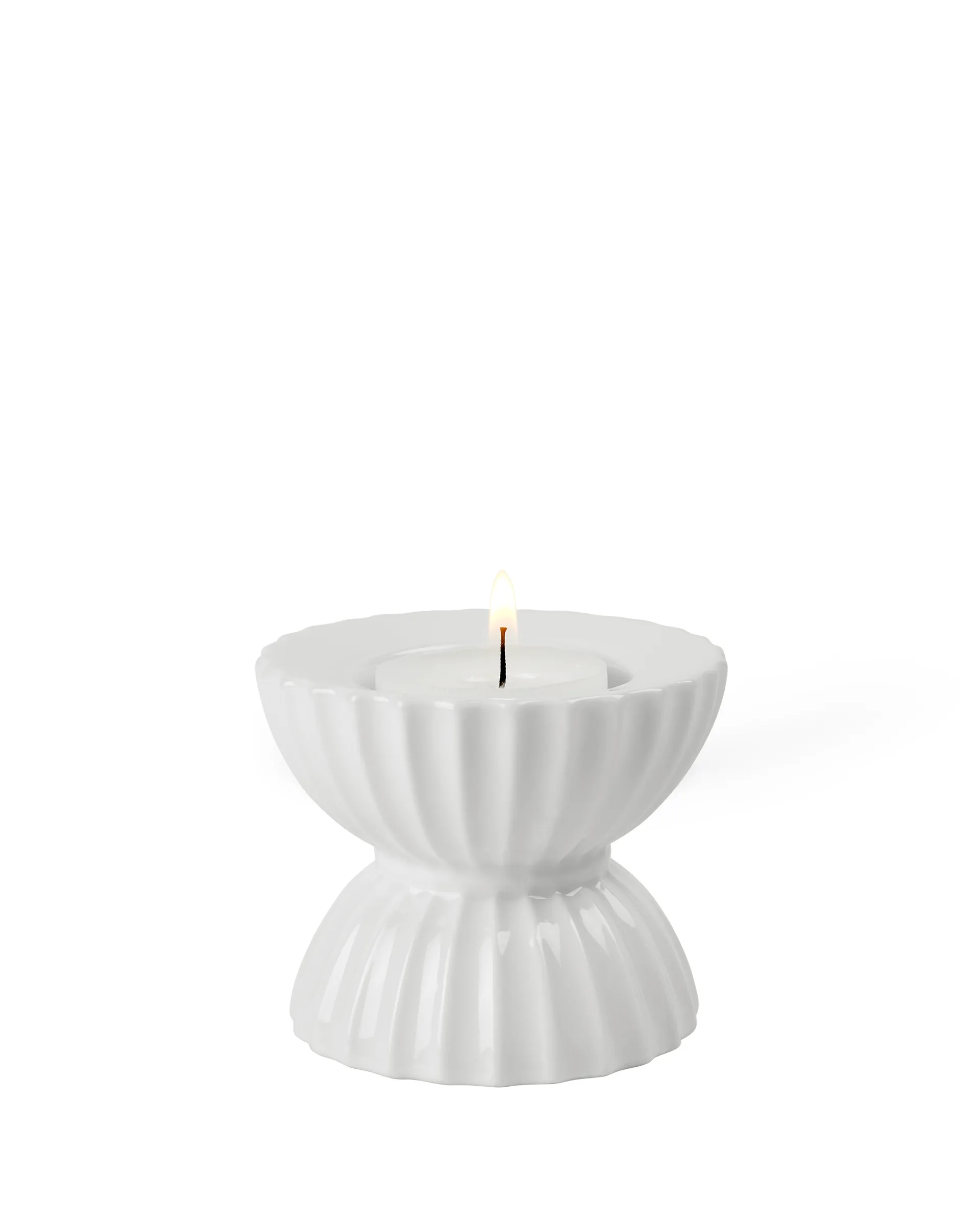 Lyngby Tura waxinelichtjeshouder Ø8 cm, Wit Lyngby Porcelæn
