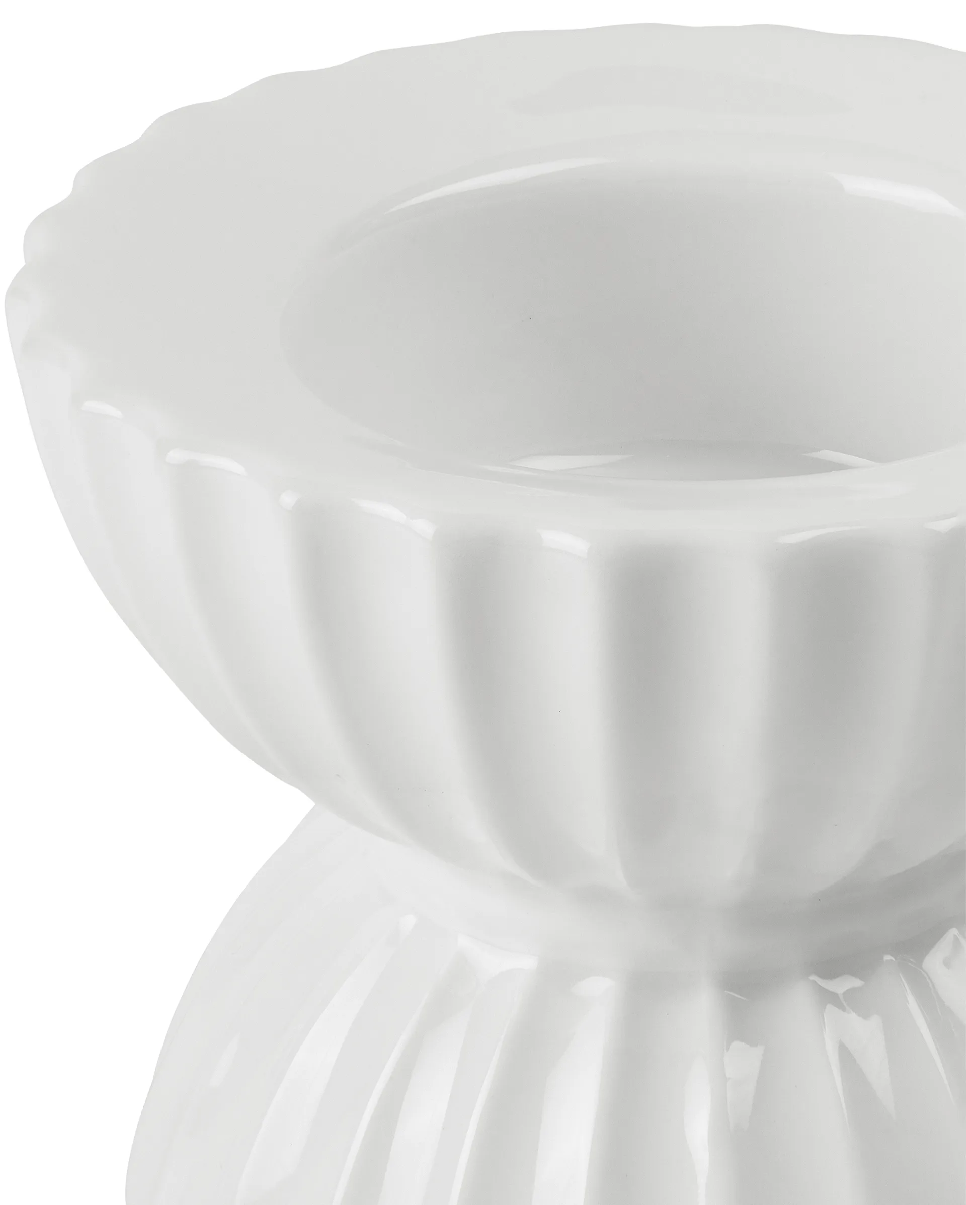 Lyngby Tura waxinelichtjeshouder Ø8 cm, Wit Lyngby Porcelæn
