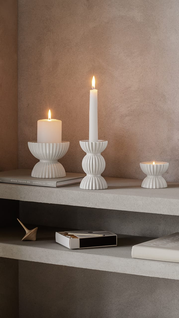 Lyngby Tura waxinelichtjeshouder Ø8 cm, Wit Lyngby Porcelæn