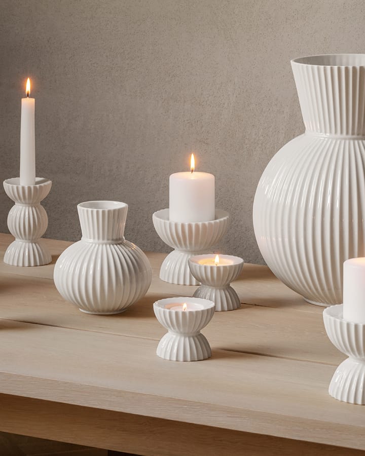 Lyngby Tura waxinelichtjeshouder Ø8 cm, Wit Lyngby Porcelæn