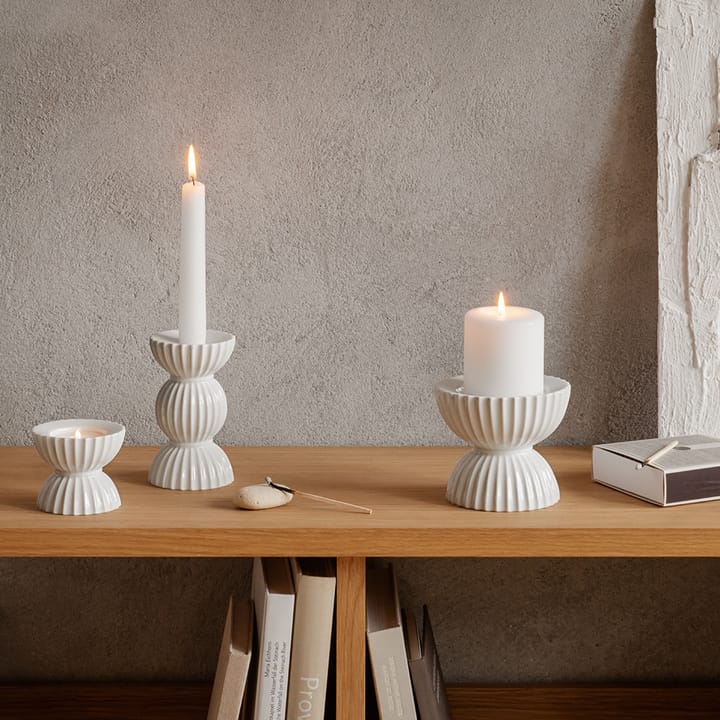 Lyngby Tura waxinelichtjeshouder Ø8 cm, Wit Lyngby Porcelæn
