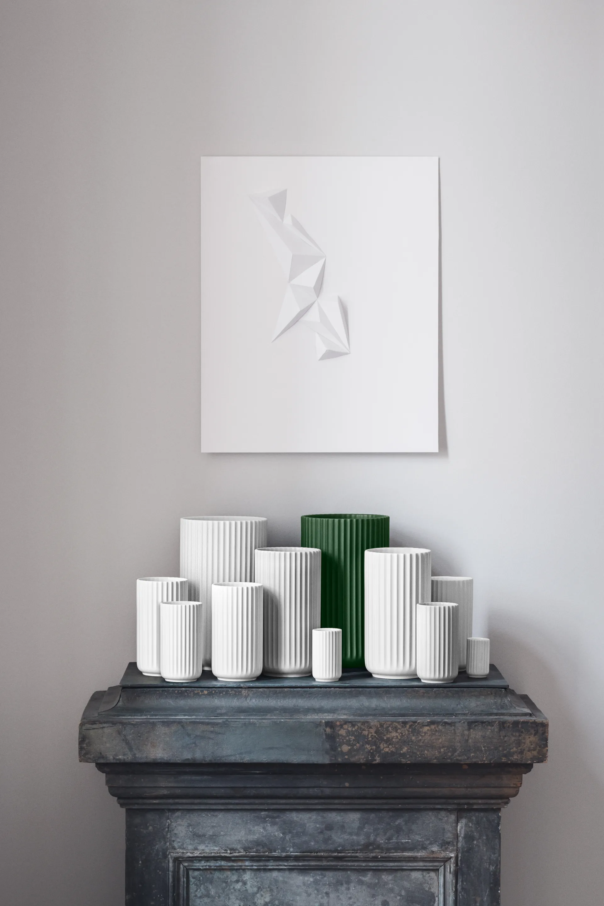 Lyngby Vaas, Donkergroen, 31 cm Lyngby Porcelæn