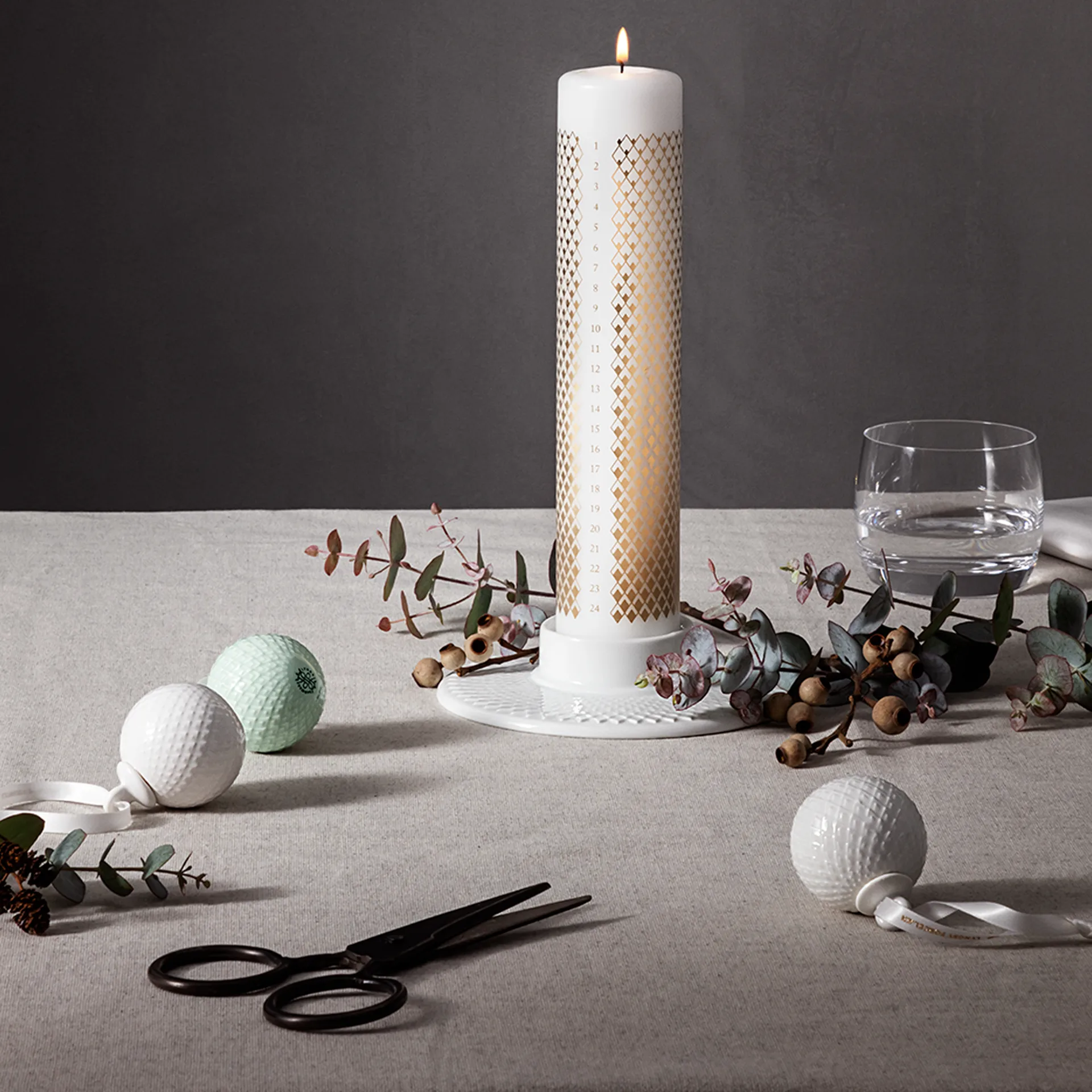 Rhombe Adventskaars Ø5 cm, Wit Lyngby Porcelæn