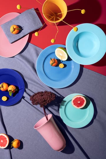 Rhombe bord Ø21 cm - Aqua - Lyngby Porcelæn