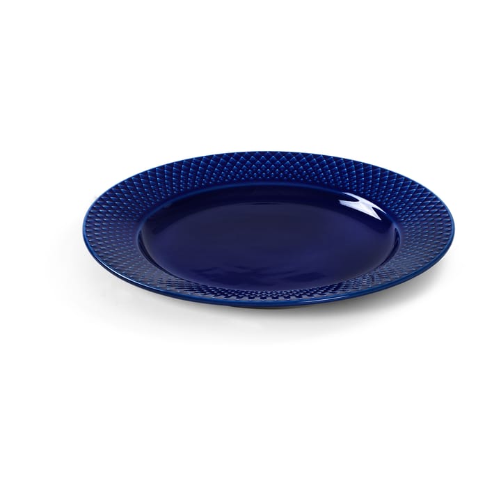 Rhombe bord Ø23 cm, Donkerblauw Lyngby Porcelæn