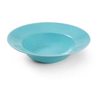 Rhombe diep bord Ø24,5 cm - Turquoise - Lyngby Porcelæn