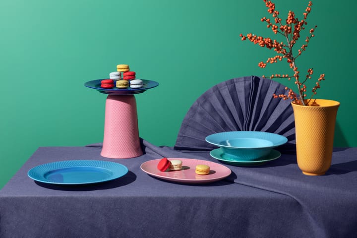 Rhombe diep bord Ø24,5 cm, Turquoise Lyngby Porcelæn