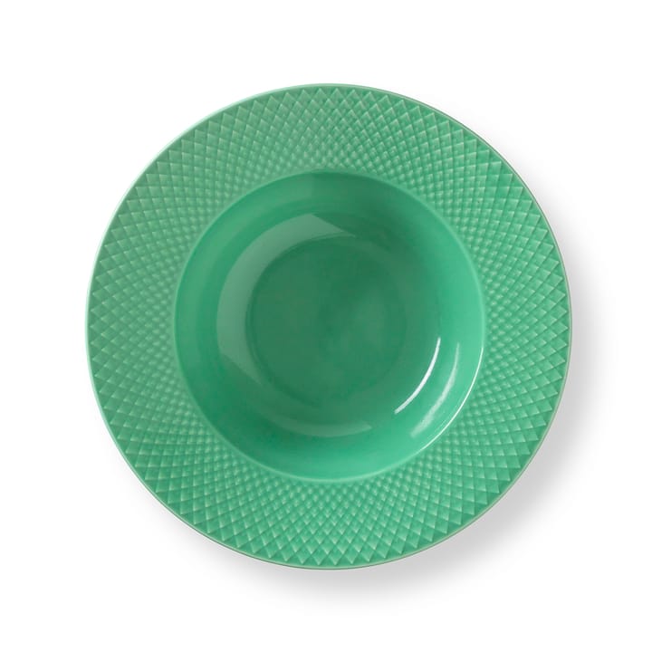 Rhombe diep bord groen, 24,5 cm Lyngby Porcelæn