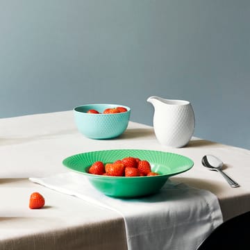 Rhombe diep bord groen - 24,5 cm - Lyngby Porcelæn