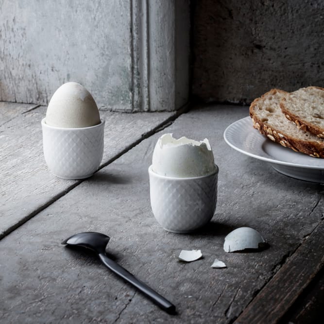 Rhombe eierdop, 2-pack, wit Lyngby Porcelæn