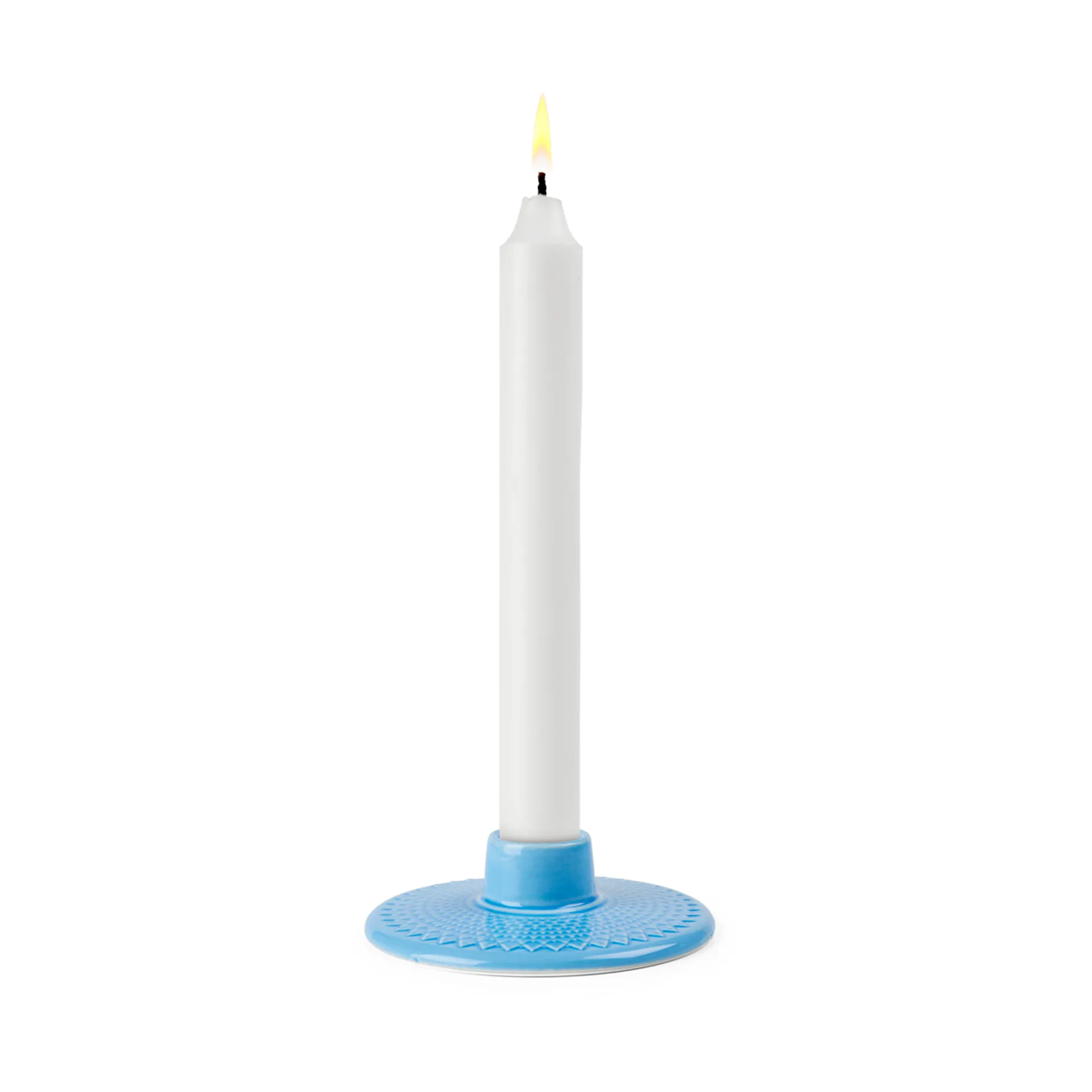Rhombe kandelaar 3 cm, Blauw Lyngby Porcelæn
