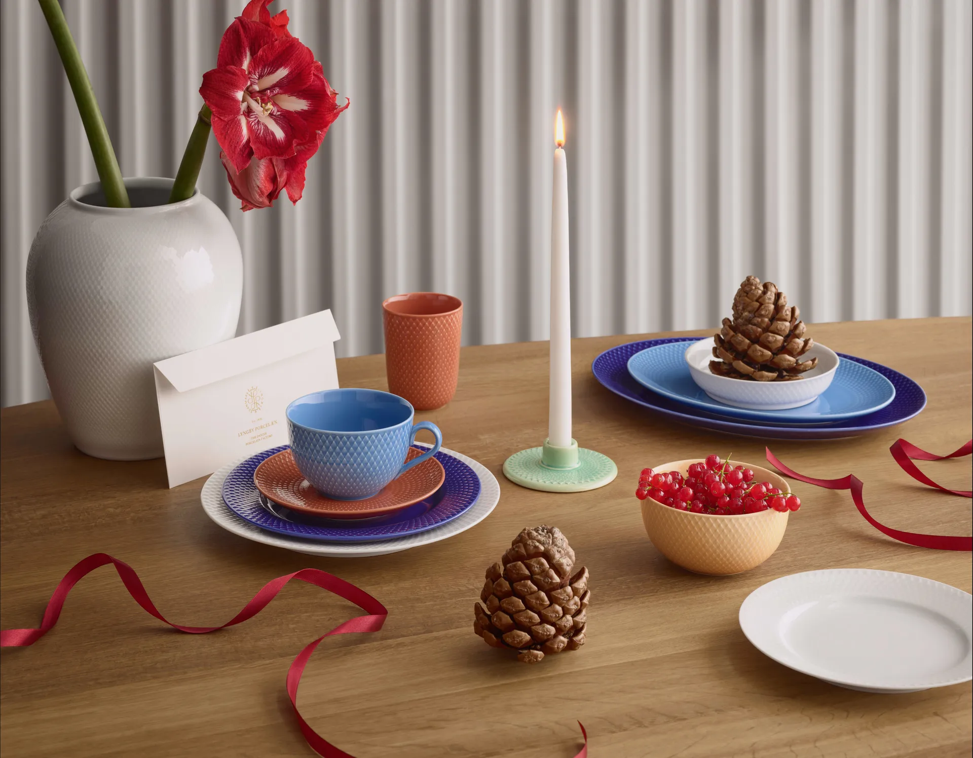 Rhombe kandelaar 3 cm, Groen Lyngby Porcelæn